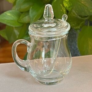 Clear Glass Honey Jar with Lid and Spoon